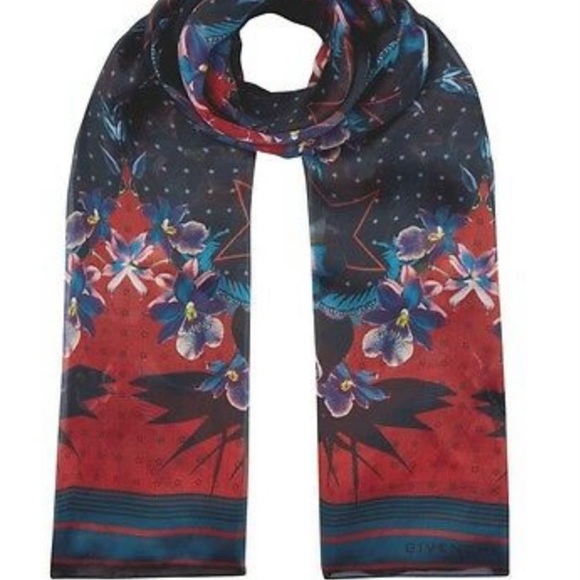 Givenchy silk scarf wrap stole birds of paradise print - Picture 2 of 7